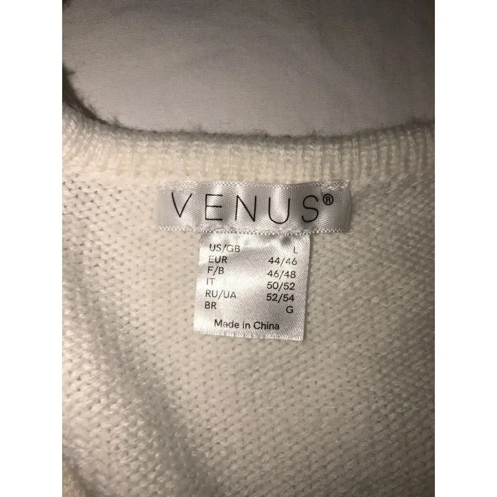 Venus Love Graphic Knit Sweater Size L Pink Cream Ombre Coquette Y2K Valentine